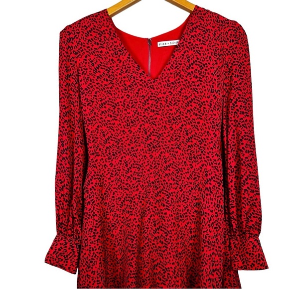 ALICE + OLIVIA Polly Leopard Print Fit-and-Flare Dress - Picture 5 of 10